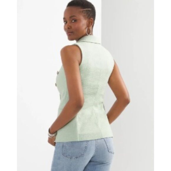 NWT White House Black Market Sage Mint Tweed Studio Vest 12 - Picture 4 of 8